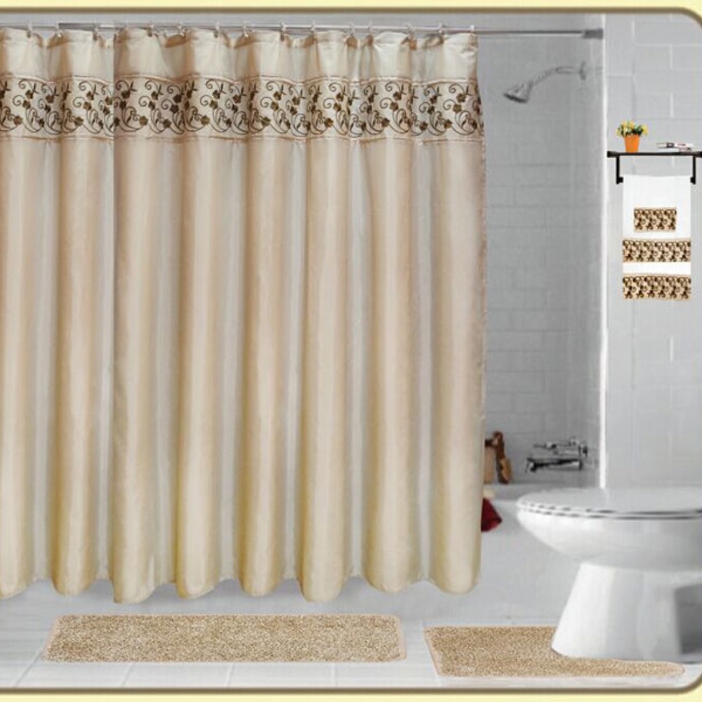 18 Pieces SHAGGY BATHROOM SETS CREAM